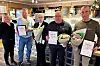 40-årsjubilanter: Fra venstre ser vi distriktssekretær Janita Blomvik, Karstein Kjøde, Solhild J. Måløy Løvold, Svein Gunnar Hellebust og Ove Kulen.