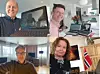 ÅPNET OVER VIDEOKONFERANSE I MARS: Telenor-ledelsen åpnet 5G i Norge via videokonferanse 13. mars. Fra øverst til venstre: Sigve Brekke, Petter-Børre Furberg, Bjørn Amundsen, Ingeborg Øfsthus