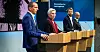 Regjeringens strømpakke til bedrifter ble lagt fram 16. september. Fra venstre: Virke-direktør Stian Sigurdsen, LO-leder Peggy Hessen Følsvik, næringsminister Jan Christian Vestre (Ap) og NHO-sjef Ole Erik Almlid.