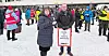 Esther Lynch fra ETUC og Jarkko Eloranta fra FFC. De deltok begge i demonstrasjonen mot regjeringens reformer i arbeidslivet.