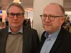 Trond Finstad fra Fagforbundet (t.h.) mener rapporten fra Mogert (t.v.) viser at kommunevalget blir viktig for å hindre mer konkurranseutsetting i norske kommuner.
