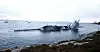 KNM Helge Ingstad ved skadestedet i Øygarden etter at milliardfregatten forliste som følge av kollisjonen med Sola TS.