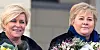 Frp-leder og finansminister Siv Jensen (t.v.) og Høyre-leder og statsminister Erna Solberg.