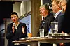 Heidi Lunde fra Høyre, til høyre for henne Ola Elvestuen fra Venstre.