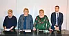 Disse fire danner nå ny regjering: Siv Jensen, Frp; Erna Solberg, Høyre; Trine Skei Grande, Venstre; Kjell Ingolf Ropstad, KrF.