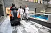 KJØRER PÅ: De jobber i en seksjon som hele helse-Norge vil lære av: Renholderne John Limann, Diallo Bailo, Harriet Kvamsdal og Thomas Dell'aitante.