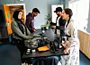 MEDIETRENING: Klubbleder Amal Salhi med Haris Kirun, Fabricio Morais Neto og Soukaina Saoudi som er aktive i medielaben.