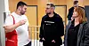 Jonathan Karlsen er tillitsvalgt for hjemmetjenesten på Lade - her sammen med Tarjei Leistad og LO-leder Kine Asper Vistnes.