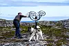 Han lurer fælt på hva disse installasjonene er, de som har dukket opp rett før veien tar oss ned til det eneste fiskeværet i Sør-Varanger: Bugøynes, også kalt «Lille Finland».
