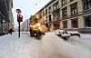 SNØBRØYT: Trikkespor i Oslos gater freses for snø etter et kraftig snøfall.