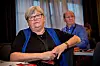 PÅ NFF-LANDSMØTET: LO Stats leder Tone Rønoldtangen og NTL-leder John Leirvaag (bak) følger LOs nestleder Tor Arne Solbakkens innlegg på NFFs landsmøte i Tromsø. I Bakgrunnen skimtes LO-sekretær Renée Rasmussen.
