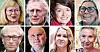 Øverst fra venstre: LO-sekretær Trude Tinnlund, nestleder Steinar Krogstad, nestleder Sissel M. Skoghaug og LO-sekretær Kristin Sæther. Nederst fra venstre: LO-sekretær Terje O. Olsson, LO-sekretær Are Tomasgard, førstesekretær Julie Lødrup og LO-leder Peggy Hessen Følsvik.