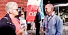 Konsernsjef Gunnar Hovland i Tine fra demonstrasjonen utenfor konsernets anlegg i Oslo tidligere år, da blant andre forbundssekretær i NNN, Ann Elise Hildebrandt, møtte opp for å markere motstand mot nedleggelsen av Voss.