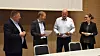 GOD STEMNING: Da forhandlingene startet tirsdag var tonen mellom partene god. Her er fra venstre: Geir Mo, administrerende direktør i Norsk Lastebileier-Forbund, Are Kjensli, administrerende direktør i NHO Transport, Ole Einar Adamsrød, forhandlingsleder for Fellesforbundet og Lin Andrea Guldbrandsen, assisterende forhandlingsjef for YTF.