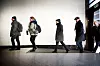 MØTE: På vei inn til Riksmekleren. Fra venstre Knut Øygard og Merethe Solberg fra Fellesforbundet, tillitsvalgt Miriam Kirchhofer, Geir Høibråten fra LO og Steinar Karlsen fra Fellesforbundet.