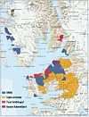 Kartet viser hvor Store Norske (SNSK) har rettigheter til å ta ut mineraler på Svalbard i 2026 kontra 2022. To tredeler av arealet (det gule feltet) er nå falt i det fri. I tillegg vises områder med utmål som tilhører det russiske selskapet Trust Arktikugol og norske Austre Adventfjord.