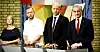 Disse fire er ikke enige i alle klimasakene: Une Bastholm (f.v.), Audun Lysbakken, Trygve Slagsvold Vedum og Jonas Gahr Støre.