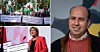 Oppe til venstre: Demonstrasjon i Gaza mot stengingen av Union of Agricultural Work (UAWC) hovedkvarter av israelske styrker i juli 2021. Nede til venstre: Fagforbundets leder Mette Nord på landsmøte. Til høyre: Saad Ziada fra UAWC under Fagforbundets landsmøte denne uka.