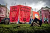 SEIEREN FØLGER VÅRE FANER: I september i fjor var den fjerde markeringen utenfor Stortinget hvor budskapet var å forby bemanningsbransjen i bygg. Til slutt fikk fagbevegelsen det som de ville.