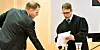 HAR MØTTES FØR: Dette bildet er fra desember 2016, da saken gikk i tingretten. Til venstre ser du LO-advokat Edvard Bakke, til høyre advokat Jarl Borgvin Dørre fra advokatfirmaet Hjorth, som representerer ankemotpart Skanska.