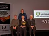 50-årsjubilanter: Bakerst står avdelingsleder Solveig Samuelsen. Foran fra venstre ser vi Reidar Tangen, Georg Gunnulfsen og Thorbjørn Olsrød.