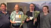 Hamarøy: NAF avdeling 4 Nordland har hatt merkeutdeling på Hamarøy hotell. Fra venstre ser vi styreleder Kenneth Jensen, 50-årsjubilanten Asbjørn Henry Ellingsen fra bergverk, 25-årsjubilanten John Magnar Knutsen fra bergverk og Anne-Line Edvardsen, hovedtillitsvalgt The Quarts Corp.