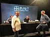 FØR SENDING. Forbundsleder Jan Olav Andersen før landsstyremøtet starter. I studio bak møtelederne Markus Hansen og Vidar Hennum og kommunikasjonssjef i EL og IT Forbundet, Ole-Marius Aune Sandmo.