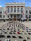 Bilde er tatt fra markeringen utenfor Rådhuset i Skien.