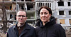Utenriksminister Espen Barth Eide og arbeidsminister Tonje Brenna har vært på besøk i Ukraina.. Her er de Kharkiv og ser resultater av den russiske krigføringen.