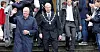 Jonn Gunnar Lislelid sammen med kong Harald under kongens besøk i Svelvik i 2014.