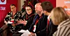 TILLIT: Panelet som diskuterte tillit og beredskap på Kartellkonferansen: Fra venstre Hedda Langemyr i Utsyn, NTL-leder Kjersti Barsok, LO-sekretær Are Tomasgard, debattleder Trygve Svensson og FO-leder Mimmi Kvisvik.