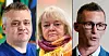 GÅR UT OVER MEDLEMMENE: Forbundslederne Jørn Eggum (Fellesforbundet), Mimmi Kvisvik (Fellesorganisasjonen) og Christoffer Beckham (Handel og Kontor) er bekymret for at de høye strømprisene vil føre til at medlemmene får mindre penger å kjøpe for.