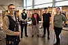 GODT MILJØ: Det er et godt miljø på Vg3. Her er, fra venstre, faglærer Yassine Arakia, elevene Hassan Saleem og Tanzeel Reman og Mehmet Ekberjan, og avdelingsleder Marianne Tangen Bråthen.