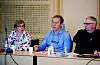 ORIENTERING: Møte mellom tillitsvalgte i Norden og konsernledelsen i Orkla mandag 11. april. Fra venstre Anne Berit Aker Hansen, første nestleder i NNN, Jan-Egil Pedersen, NNN-leder, og Ole Wehlast, leder av NNF, NNNs danske søsterforbund.