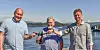 Fra venstre: Tor Kristian Gyland (Green Mountain), Alf Reime and Asbjørn Drengstig (Norwegian Lobster Farm) (Pressefoto)