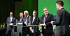 MER GODS PÅ BANE: Erik Røhne fra Vy (f.v.), Arne Nævra fra SV, Per Olaf Lundteigen fra Sp, Helge Orten fra Høyre og Sverre Myrli fra Sp. Kenneth Sandmo fra LO ledet debatten.,