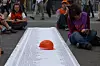 En liste over de 302 gruvearbeiderne som omkom i den tyrkiske gruvebyen Soma rullet ut da fagbevegelsen samlet seg mot bruk av underkontraktører i landet.