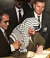 STATSBESØK: Yasir Arafat var i Norge i 1996 på sitt første statsbesøk etter at han ble palestinernes president. NKF var ett av få steder Arafat ønsket å besøke under oppholdet.