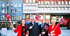 Flagget til topps: Fra venstre fiskeri- og havminister Marianne Sivertsen Næss; leder i Sjøoffisersforbundet, Hans Sande, Sjømannsforbundets leder Kurt Angell og LO-leder Peggy Hessen Følsvik.