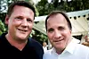 Tobias Baudin (t.v.), nestlederi  svensk LO, sammen med den sosialdemokratiske statsministerkandidaten, Stefan Löfven.