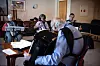 Trekkspillveteranene: Musikalsk leder Sigurd Johannessen (88) fører an i det Trekkspillveteranene skal lære noe nytt, (f.h) Karin Myhrer, Monika Anderson og Kjell Harald Langhaug.