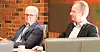 Rådmann Kjell Idar Berg (til venstre) i Vestvågøy kommune avbildet sammen med ordfører Remi Solberg.