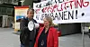 POLITISK STREIK: Lokomotivmannsforbundets Rolf Ringdal lover politisk streik og togstans, som svar på regjeringens oppsplitting av togtrafikken på Østlandet. Med seg i den politiske markeringen vil han få Jernbaneforbundet, her ved forbundsleder Jane B. Sæthre.
