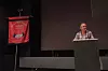 Leder i LO i Trondheim, John-Peder Denstad avslutter og oppsummerer Trondheismkonferansen 2016. foto: Torgny Hasås