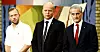 SV-leder Audun Lysbakken, Sp-leder Trygve Slagsvold Vedum og Ap-leder Jonas Gahs Støre side om side i partilederdebatt.
