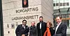 Fra venstre LO-advokast Imran Haider, LO-nestleder Peggy Hessen Følsvik, nestleder i Kabinansattes Forbund, Bjarte Stedje, LO-advokat Katrine Hellum Lilleengen og Yngve Carlsen i Norsk Flygerforbund.