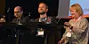 Hans Olav Lahlum og Audun Lysbakken hadde livesending med sin podcast på Kommunalkonferansen, her med Mimmi Kvisvik som gjest.