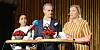 Arbeiderpartiets sommerpressekonferanse. Nestleder Hadia Tajik, partileder Jonas Gahr Støre og partisekretær Kjersti Stenseng oppsummere ti saker hvor partiet fikk flertall sammen med de andre opposisjonspartiene mot regjeringa.