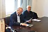 MEKLINGSMØTE: Nestleder i EL og IT Forbundet, Vidar Hennum, og distriktssekretær i EL og IT Forbundet Agder, Kjell-Arne Andersen før meklingsmøtet i dag.