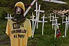 LEIR: Fra demonstrasjonsleiren til motstanderne av vindkraft på Frøya.